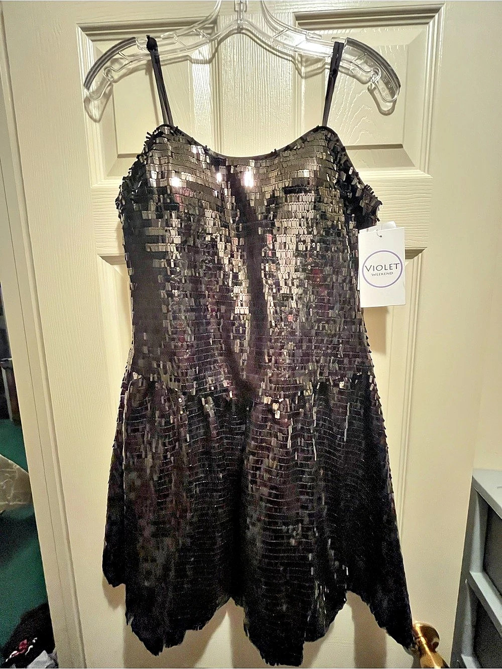 Violet Black Sequin Mini Dress Size 11/12 NWT